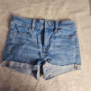 American Eagle Jean Shorts Womens Size 0 Next Level Stretch High Waisted Denim